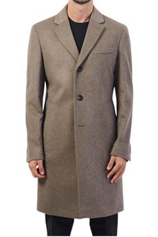 Cappotto slim fit in lana vergine e cashmere tortora Hugo Boss | 50525739252